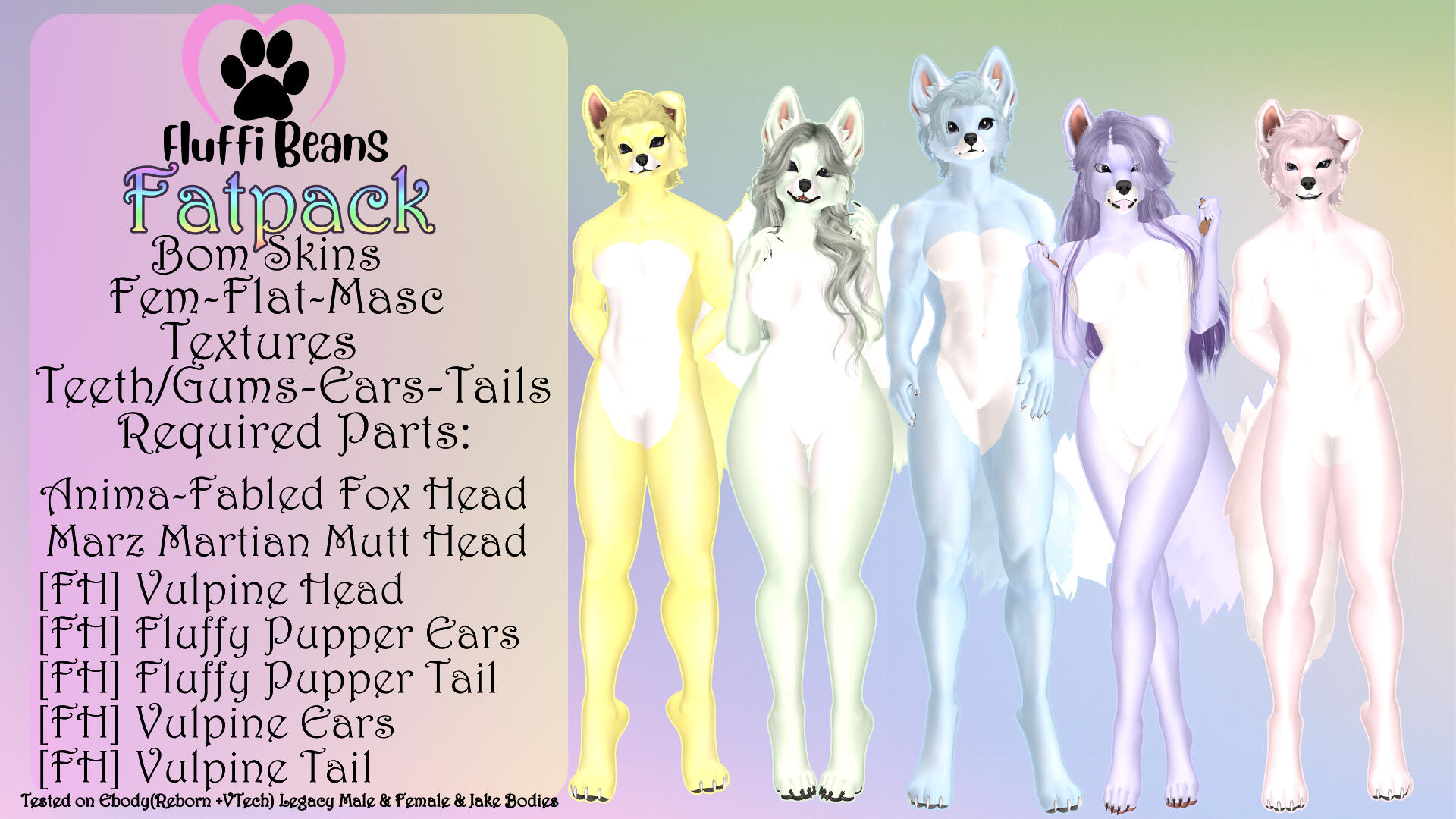 Fluffi Beans - Pastel Foxes: "Pastel Foxes is one of my very first mods I did for my store, They got a texture redone added a head and another ear option, I am also having a IN WORLD only sale, everything is 50% from now till the 4/18."