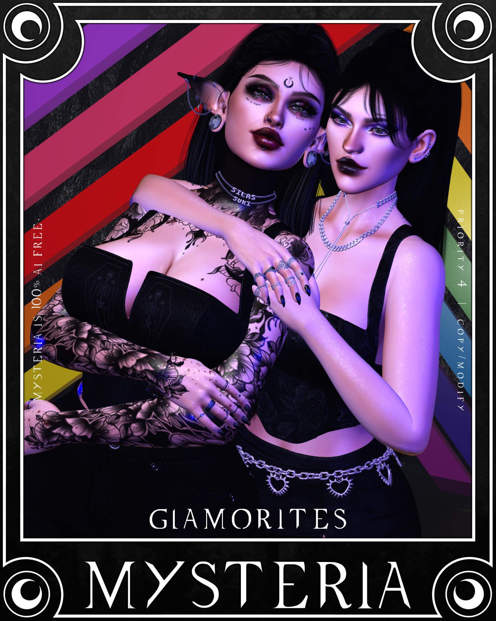 Mysteria - Glamorites Friend Pose "Not every glamor shot needs to be solo; grab your bestie to become Glamorites together. Includes copy-mod pose stand and the loose animations."