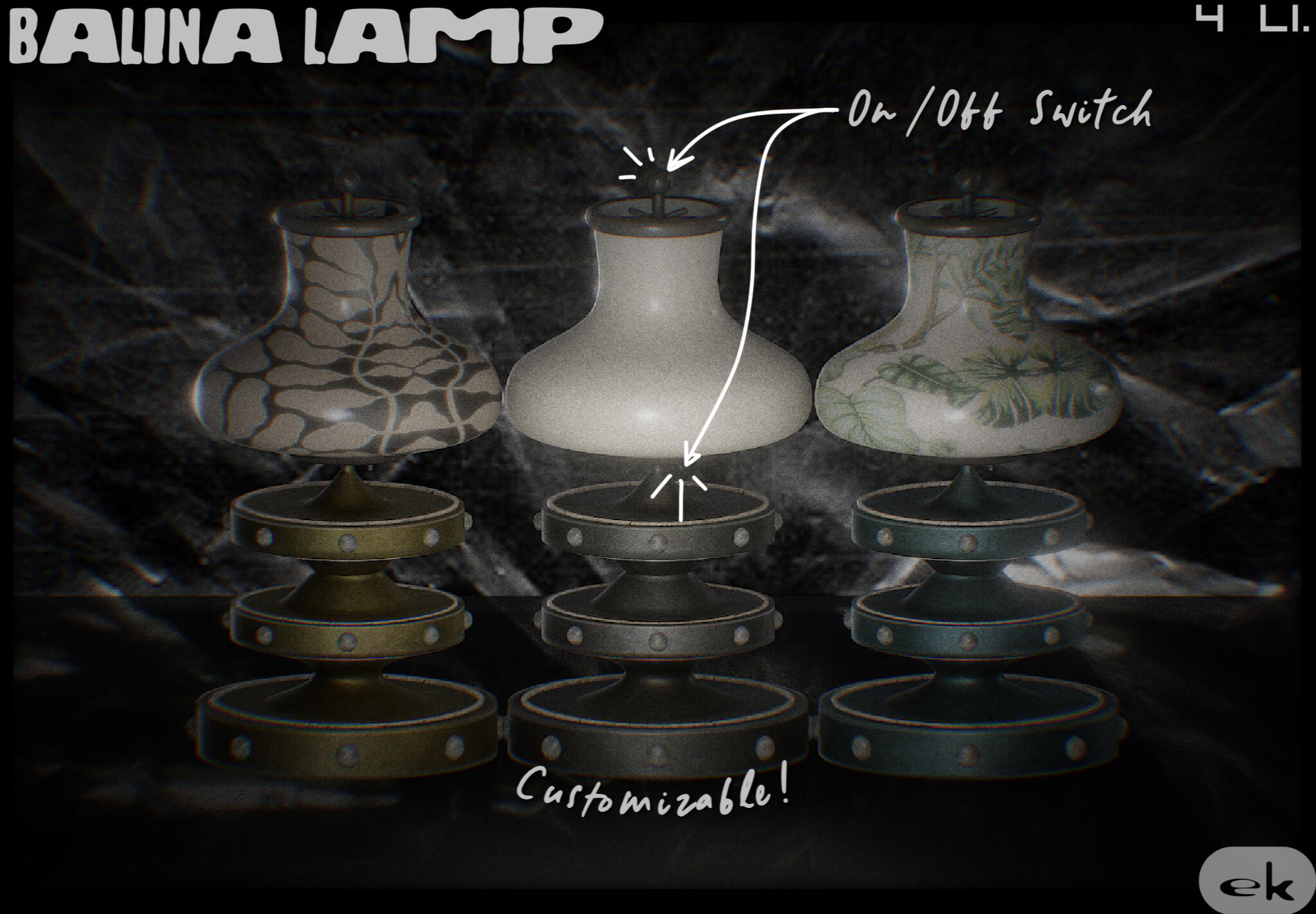 Enthusiastik - Balina Lamp* "Spruce up your space with the new Balina Lamp available at Enthusiastik mainstore. Balina is highly customizable, allowing you to swap the lampshade texture for something more your style!"
